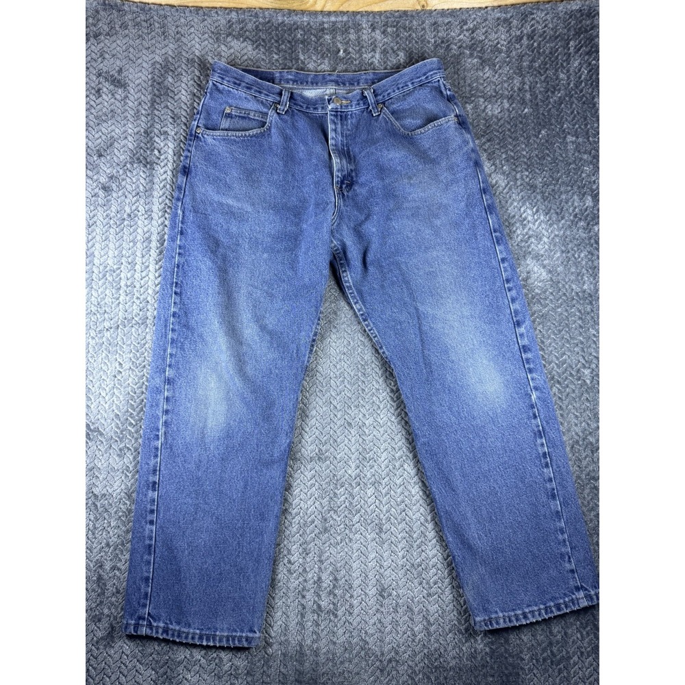 Vintage Wrangler Jeans Mens 34x27 Blue Denim High Rise Straight Leg Streetwear